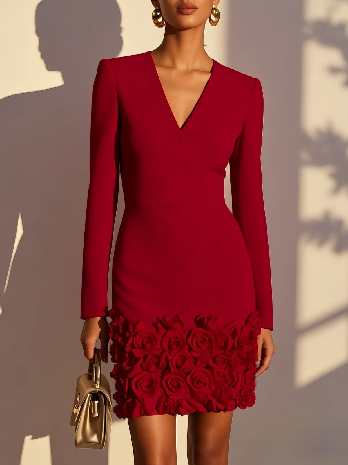 Amélie™ | Robe courte élégante à fleurs en relief