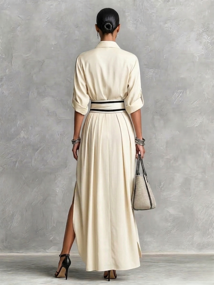 Amélie | Robe élégante fluide avec ceinture taille haute