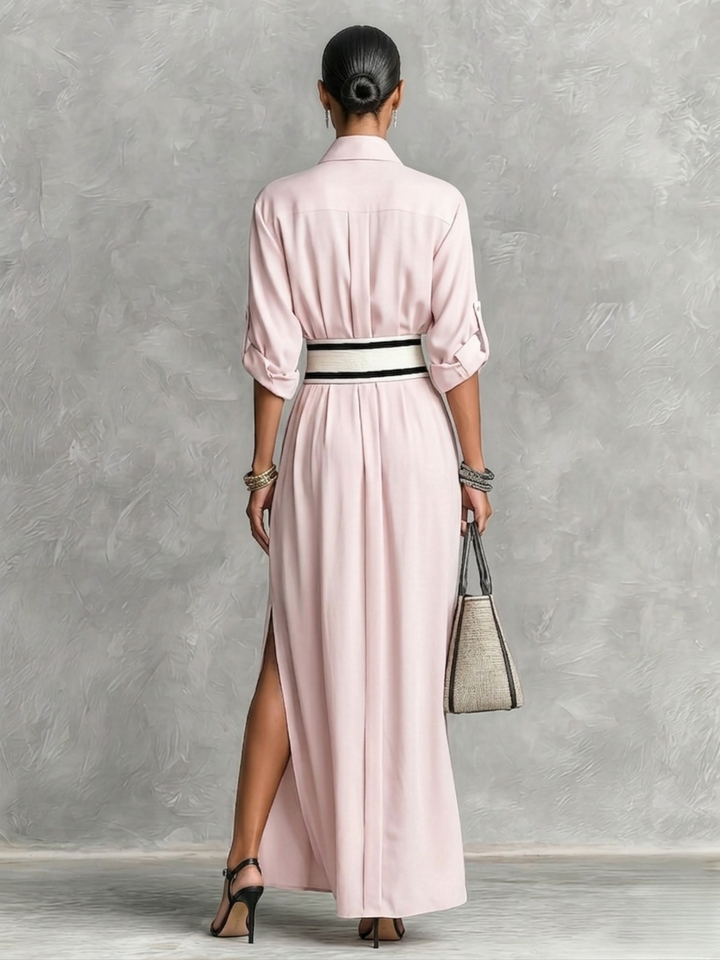 Amélie | Robe élégante fluide avec ceinture taille haute