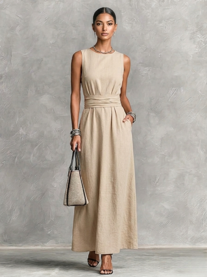 Léna | Robe longue confortable et élégante avec taille souple