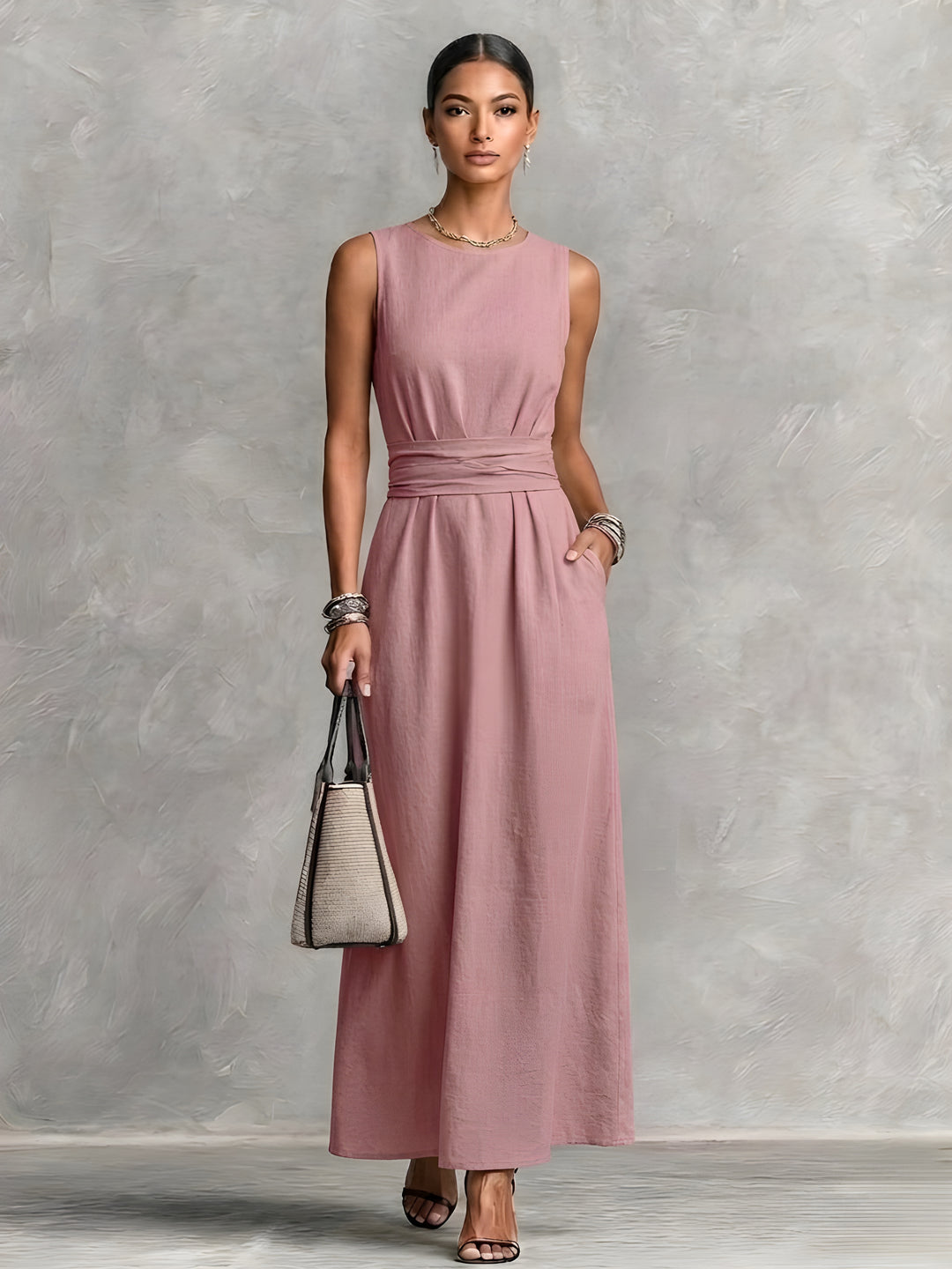 Léna | Robe longue confortable et élégante avec taille souple