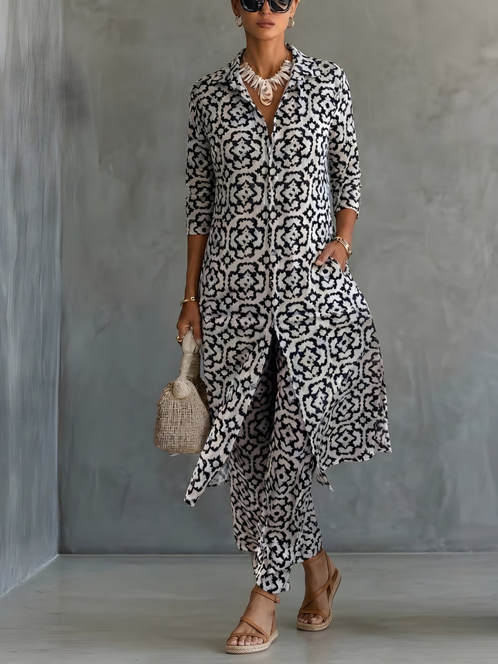 Élora | Ensemble élégant imprimé avec tunique fluide et pantalon