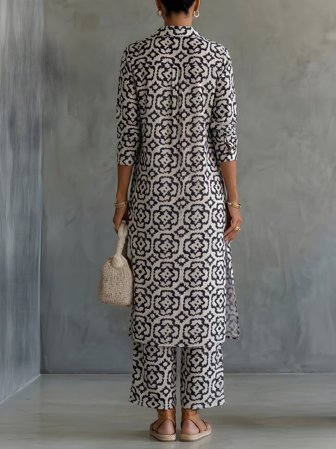 Élora | Ensemble élégant imprimé avec tunique fluide et pantalon