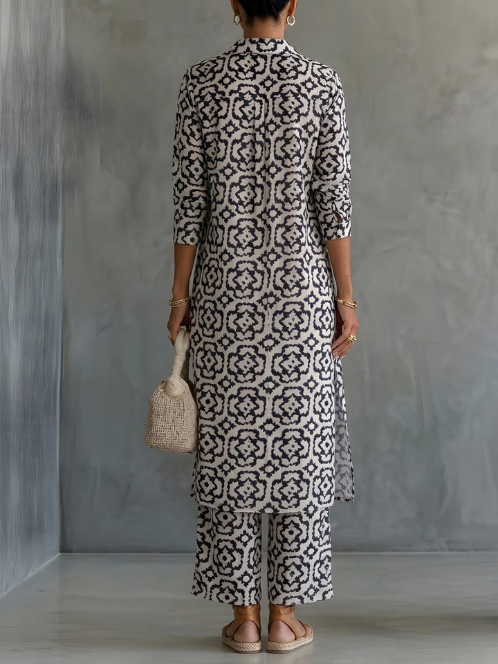Élora | Ensemble élégant imprimé avec tunique fluide et pantalon