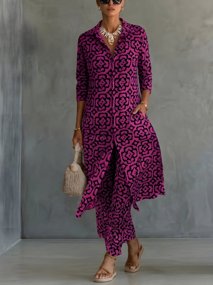 Élora | Ensemble élégant imprimé avec tunique fluide et pantalon