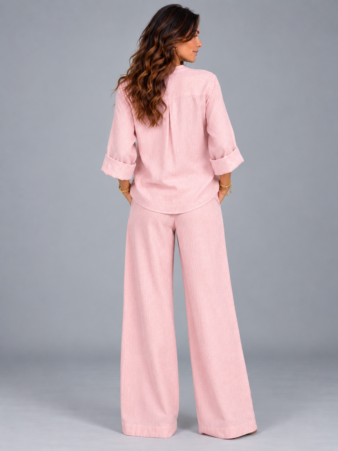 Léa | Ensemble coton-lin avec pantalon large