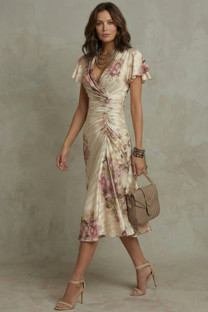 Rosalie | Robe midi fluide à imprimé floral élégant