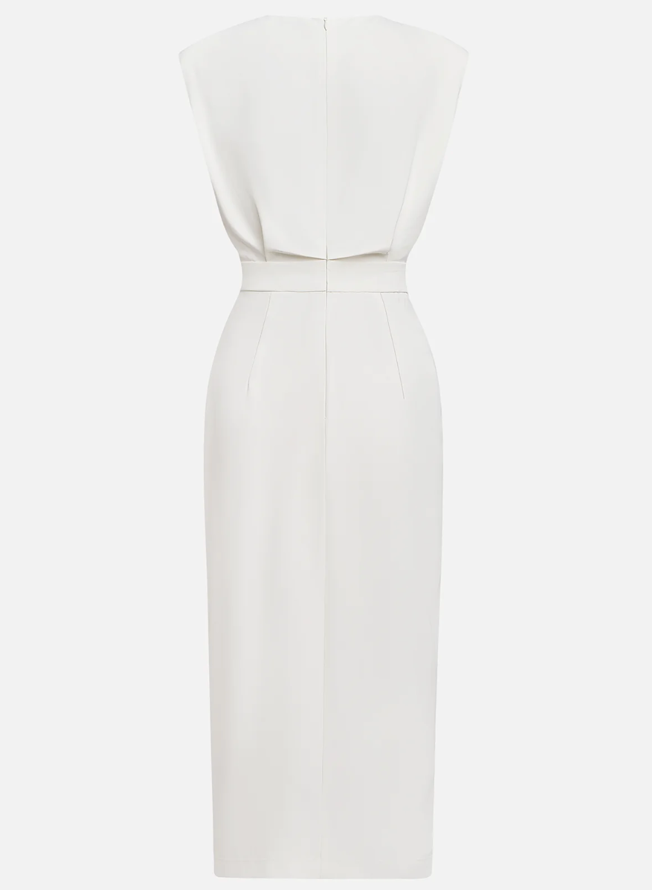 Sophie™ | Robe midi ajustée avec boutons dorés