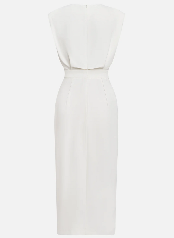 Sophie™ | Robe midi ajustée avec boutons dorés