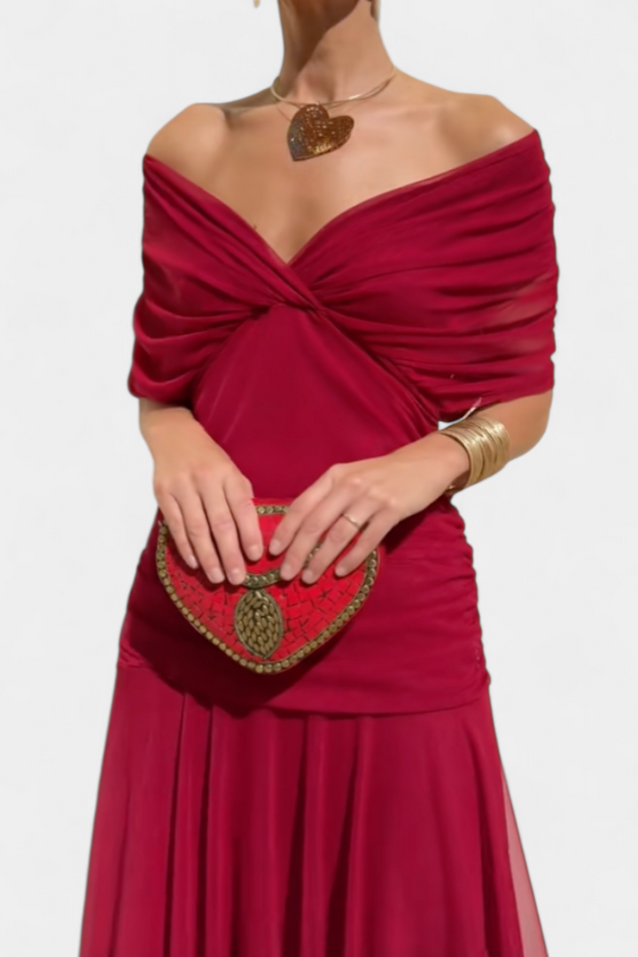 Robe Longue Alondra avec Imprimé Floral Féerique et Décolleté en V