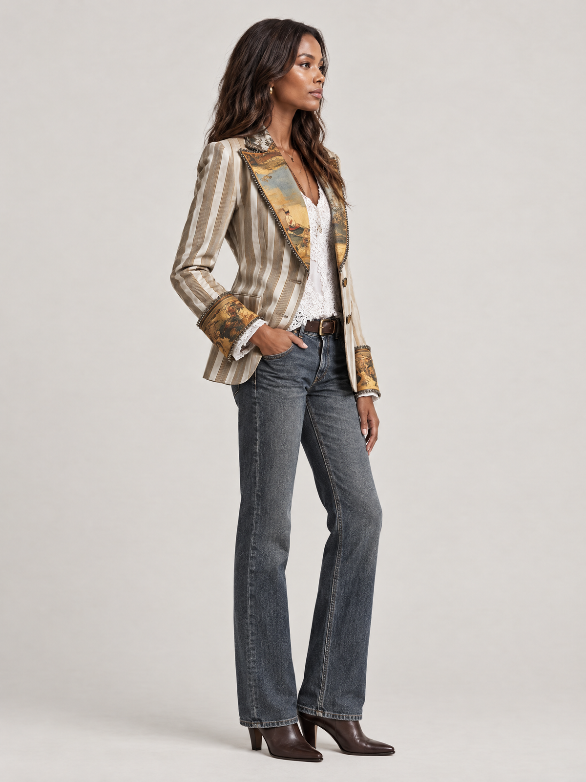 Éloïse™ | Blazer rayé à détails artistiques