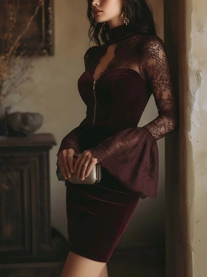 Virelisse – Robe élégante en velours et dentelle