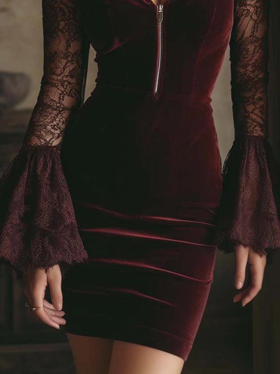 Virelisse – Robe élégante en velours et dentelle