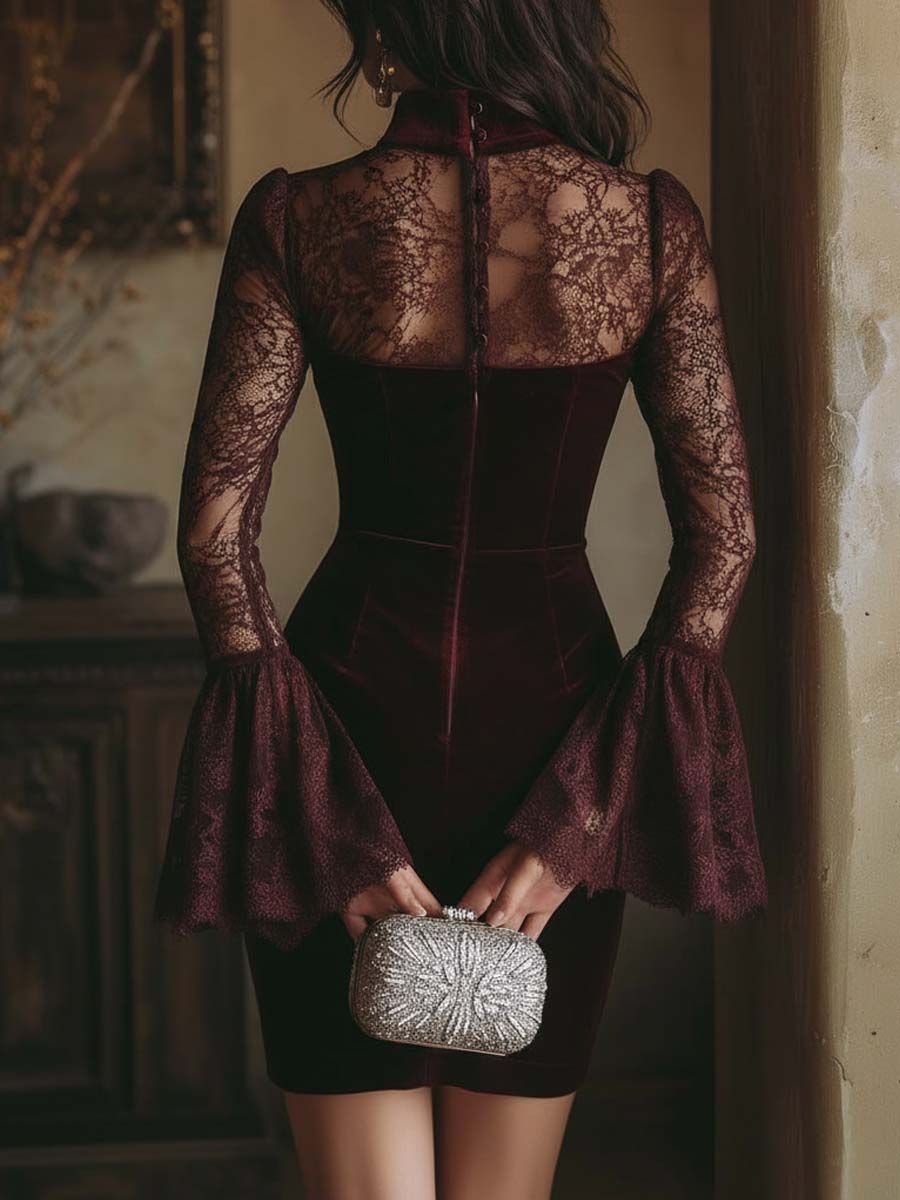 Virelisse – Robe élégante en velours et dentelle