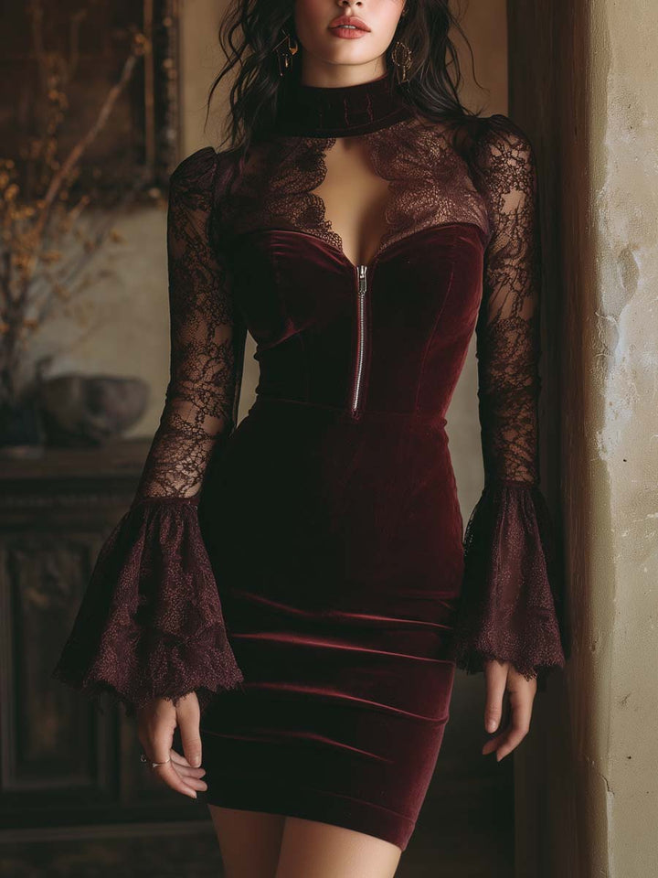 Virelisse – Robe élégante en velours et dentelle