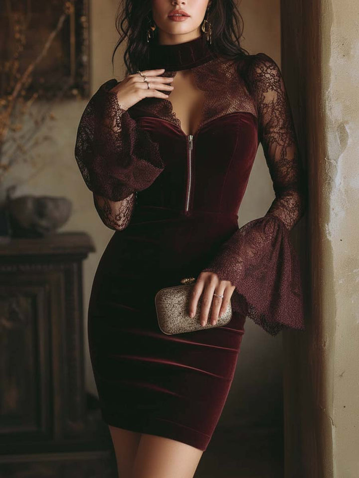 Virelisse – Robe élégante en velours et dentelle