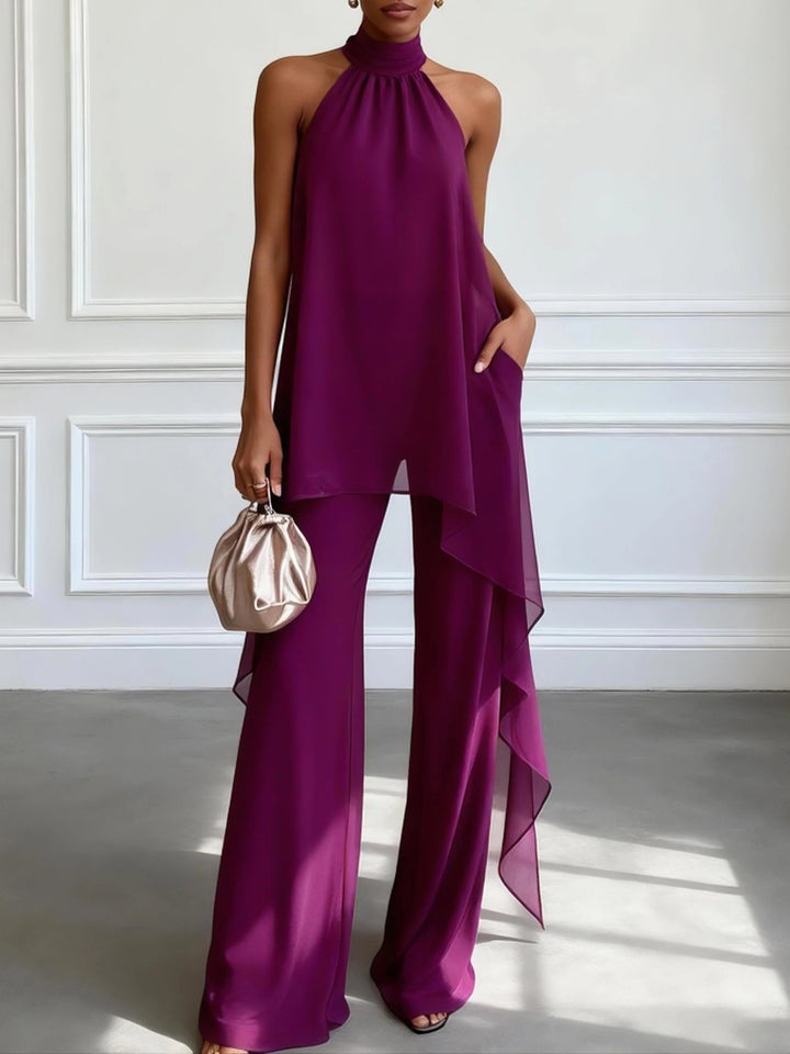 Amélie | Ensemble élégant asymétrique avec top fluide et pantalon large