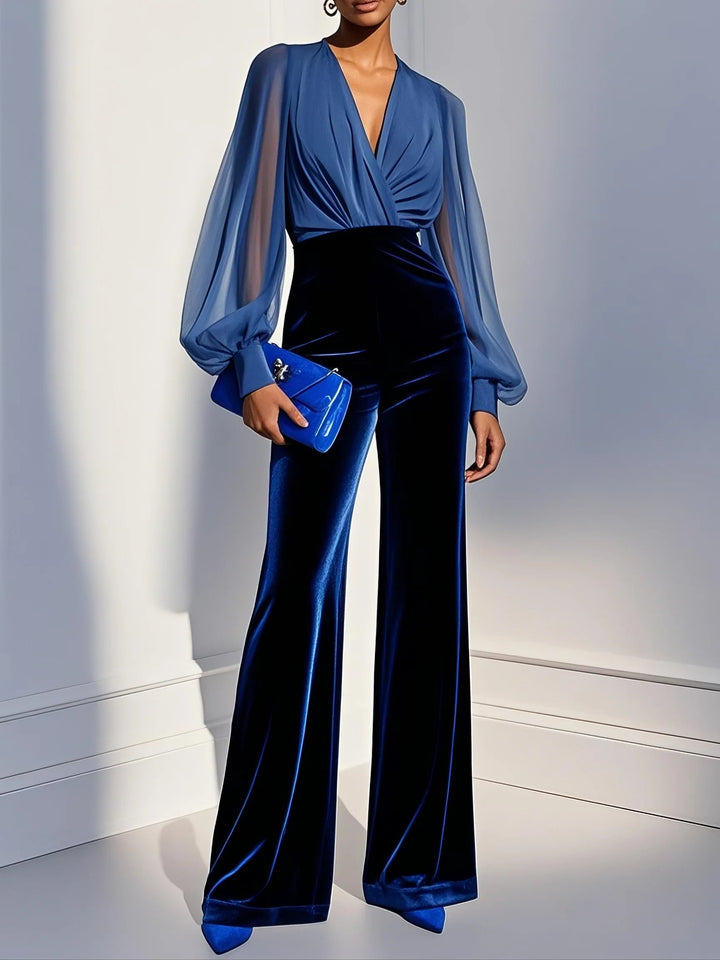Combinaison élégante en velours bleu royal