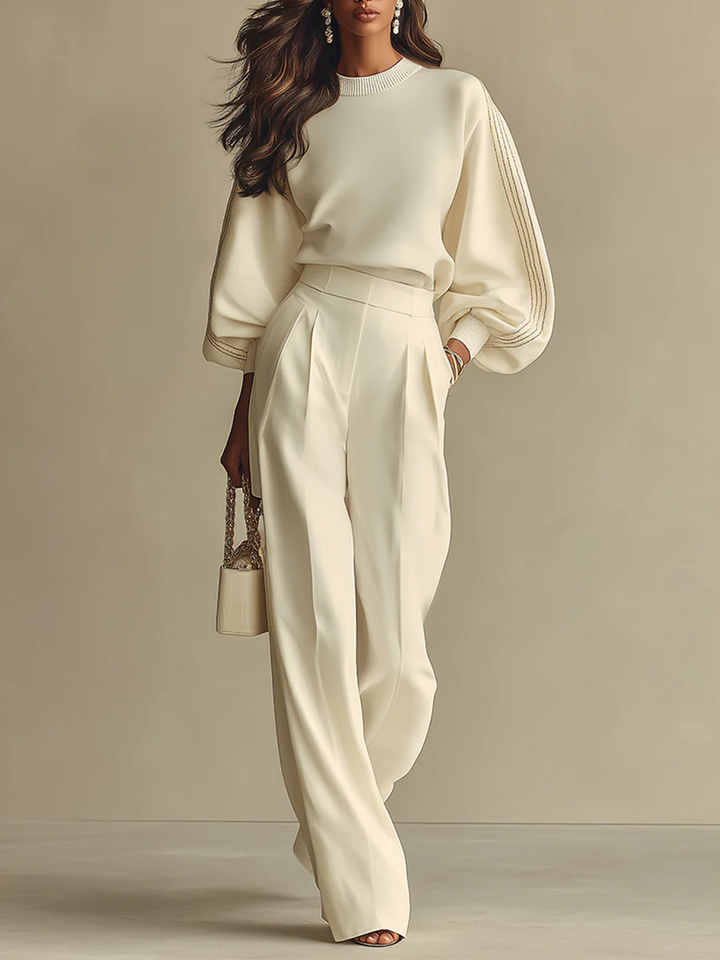 Camille | Ensemble élégant avec pull et pantalon large