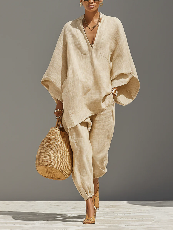 Sienna | Ensemble fluide avec blouse oversize et pantalon décontracté
