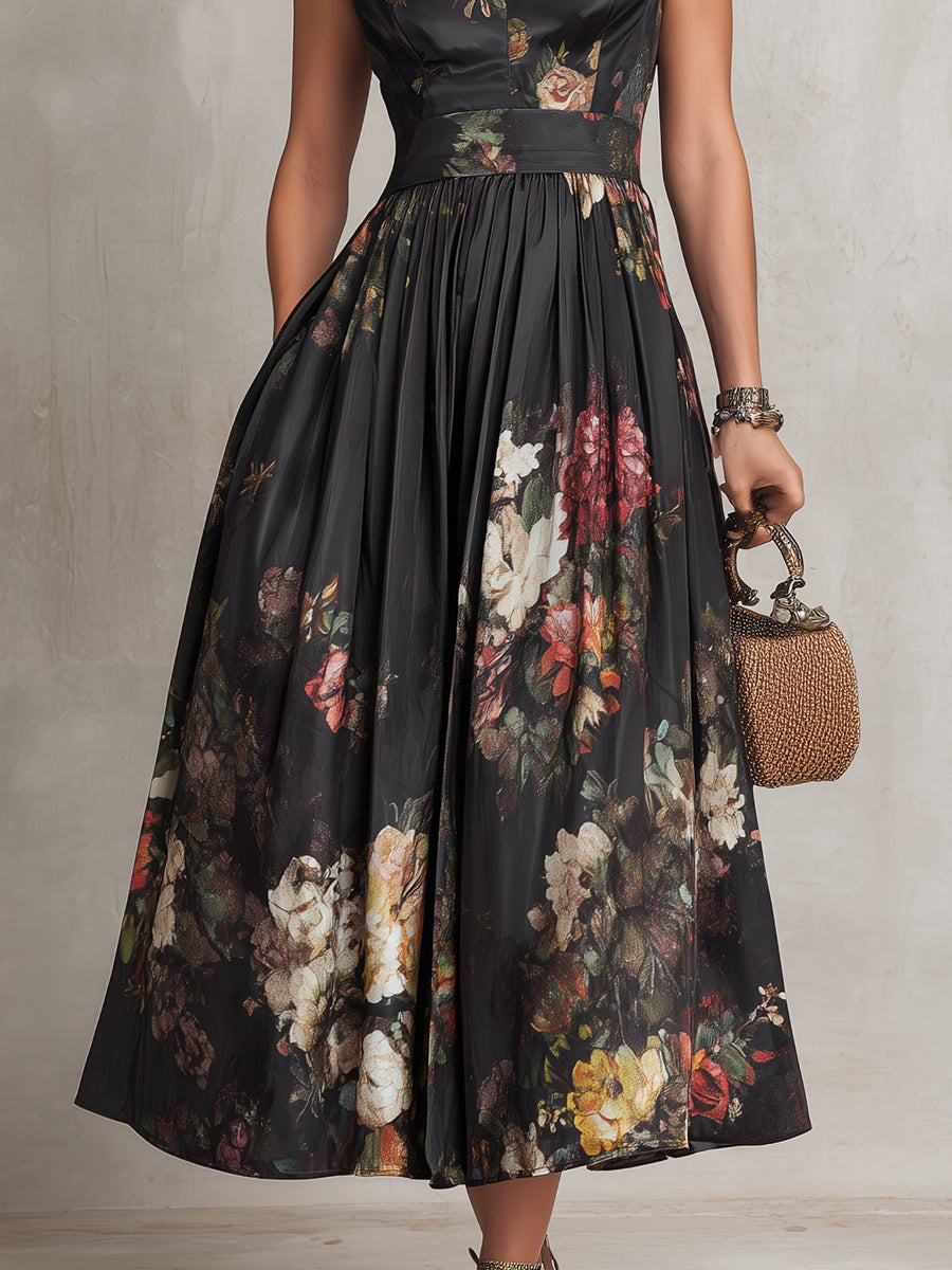 Aurélie™ | Robe midi fluide à imprimé floral