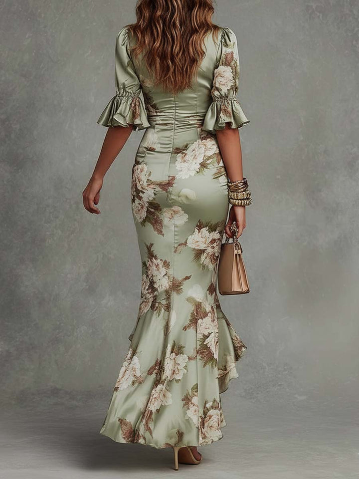 Camille | Robe élégante fleurie avec coupe cintrée et détails fluides