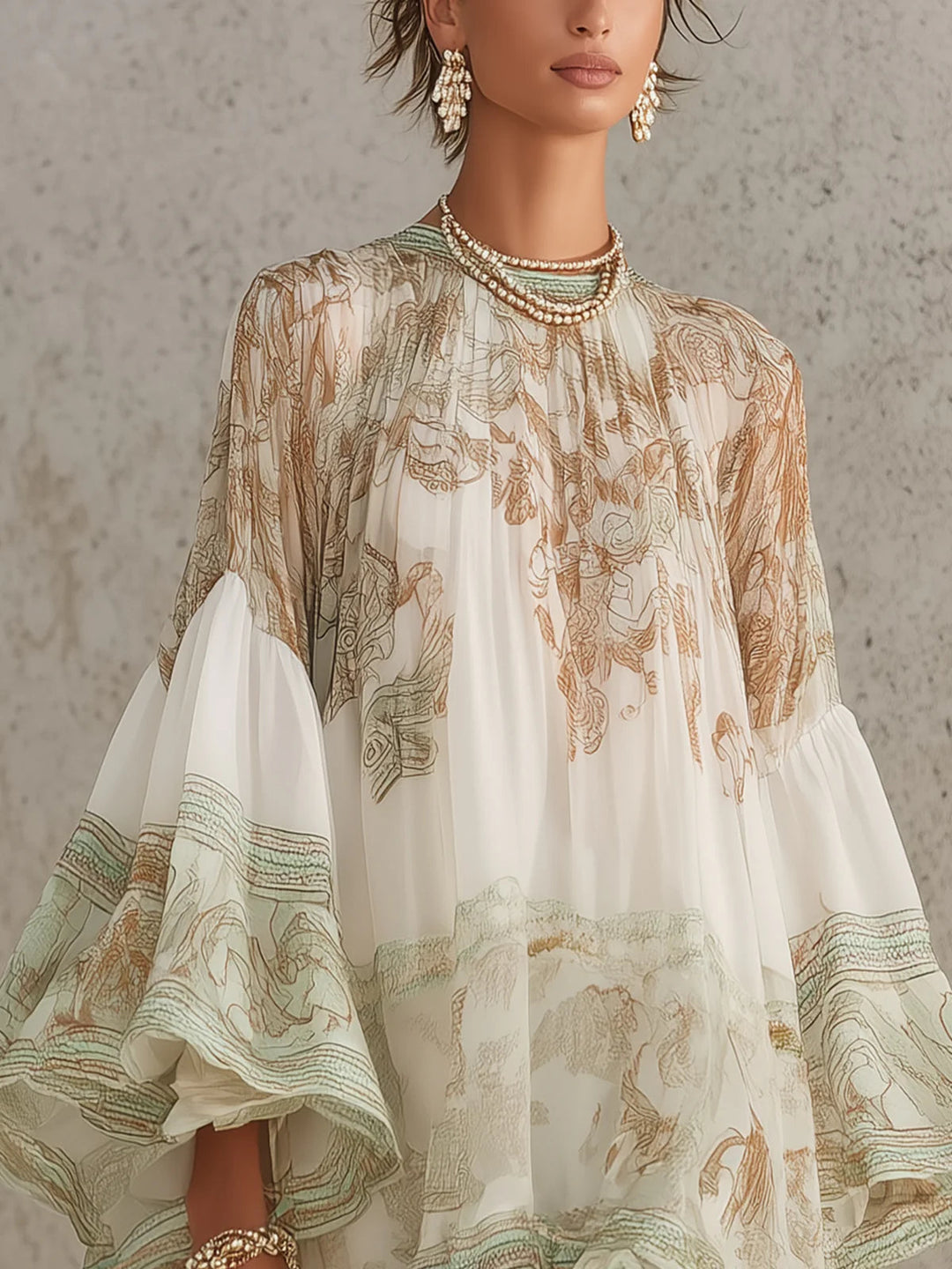 Luna | Robe fluide à imprimé élégant et manches amples