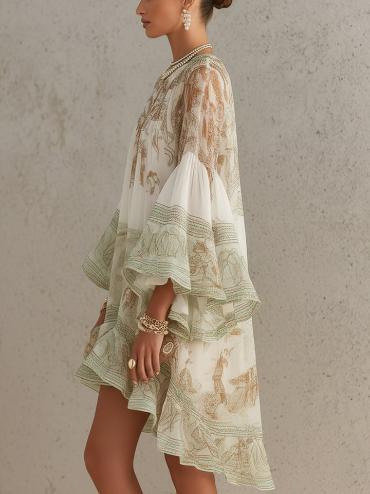 Luna | Robe fluide à imprimé élégant et manches amples