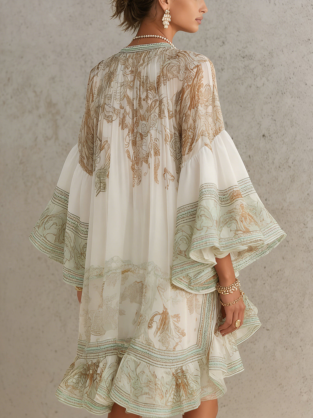 Luna | Robe fluide à imprimé élégant et manches amples