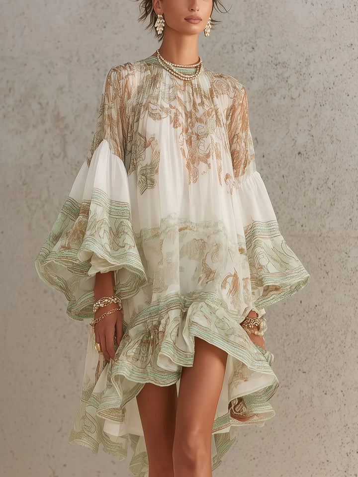Luna | Robe fluide à imprimé élégant et manches amples