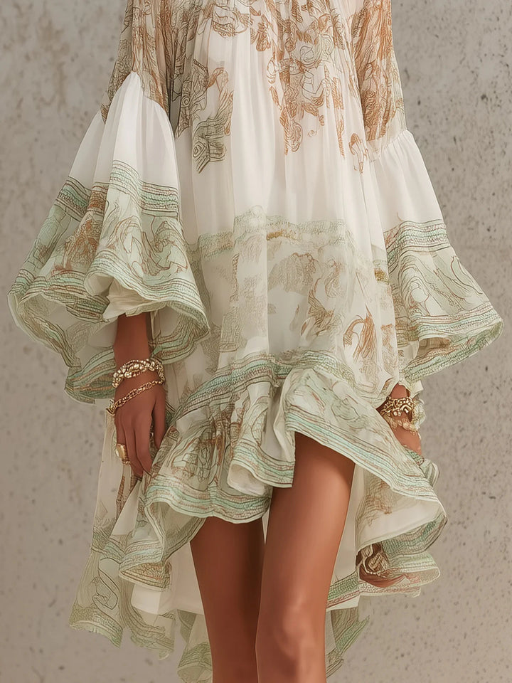 Luna | Robe fluide à imprimé élégant et manches amples