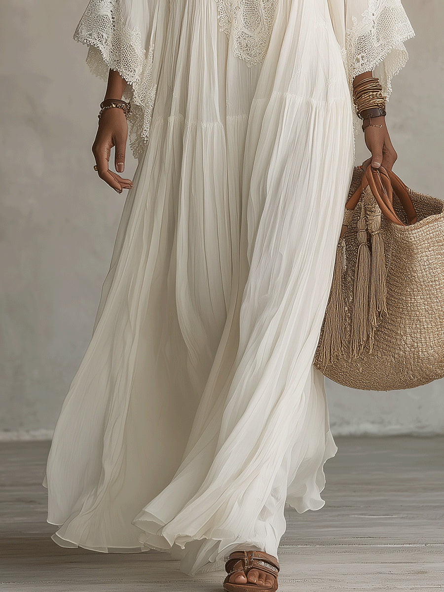 Éliane™ | Robe Chiffon Ivoire