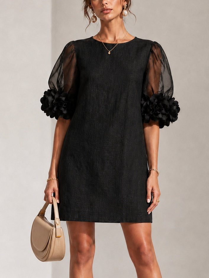 Céline™ | Robe courte élégante à manches fleuries
