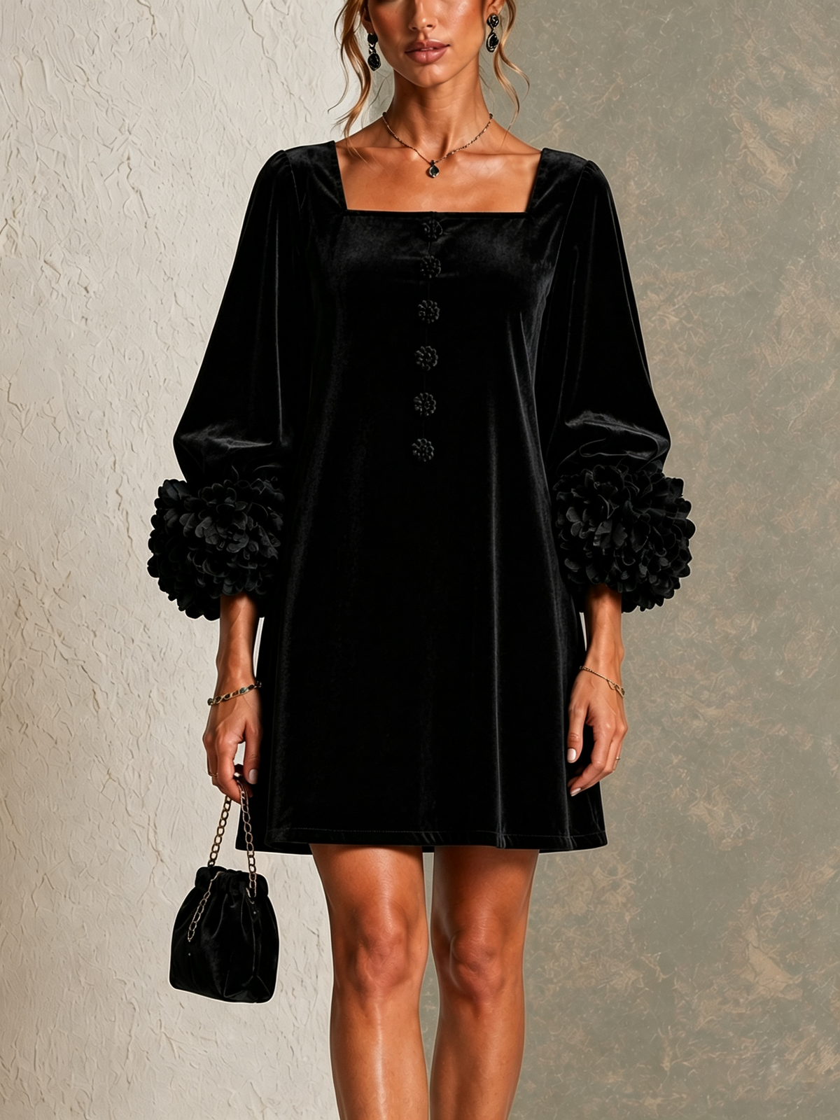 Éléonore™ | Robe courte élégante à manches bouffantes