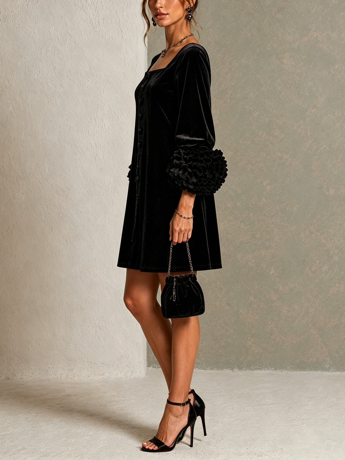 Éléonore™ | Robe courte élégante à manches bouffantes