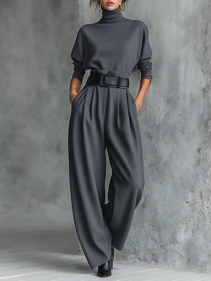 Ensemble col roulé et pantalon droit