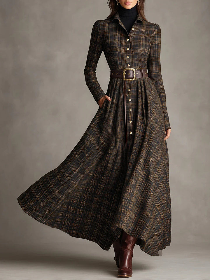 Roselinde – Robe maxi tartan héritage