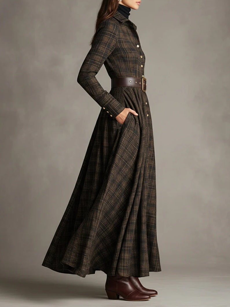 Roselinde – Robe maxi tartan héritage