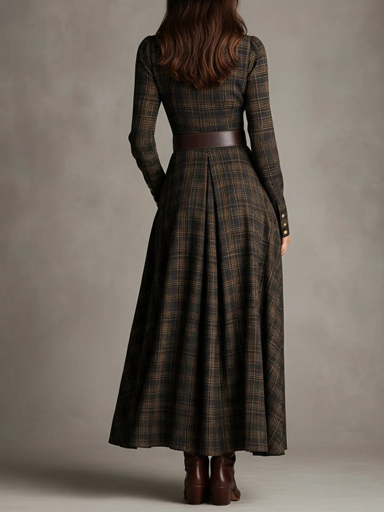 Roselinde – Robe maxi tartan héritage