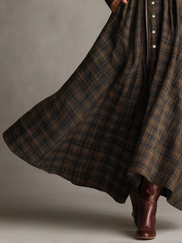 Roselinde – Robe maxi tartan héritage