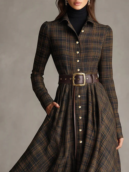 Roselinde – Robe maxi tartan héritage