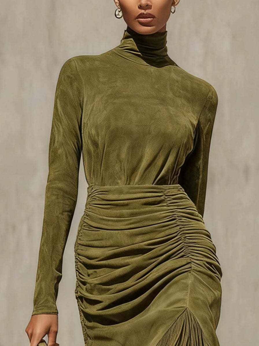 Arvella – Robe midi à détails frangés