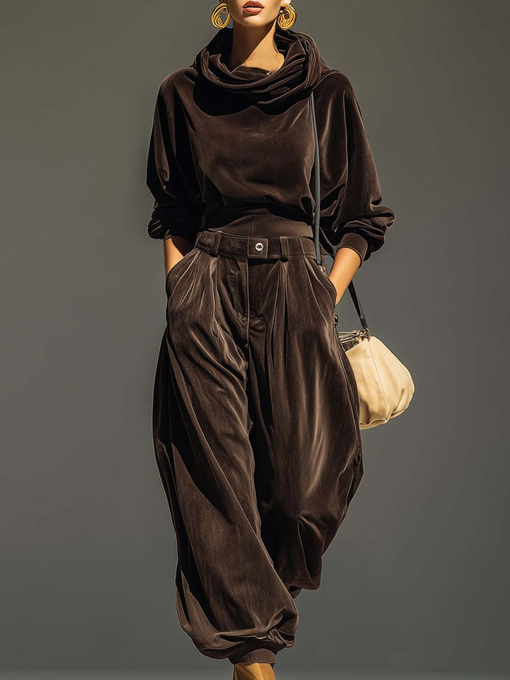Costume élégant en velours à coupe fluide