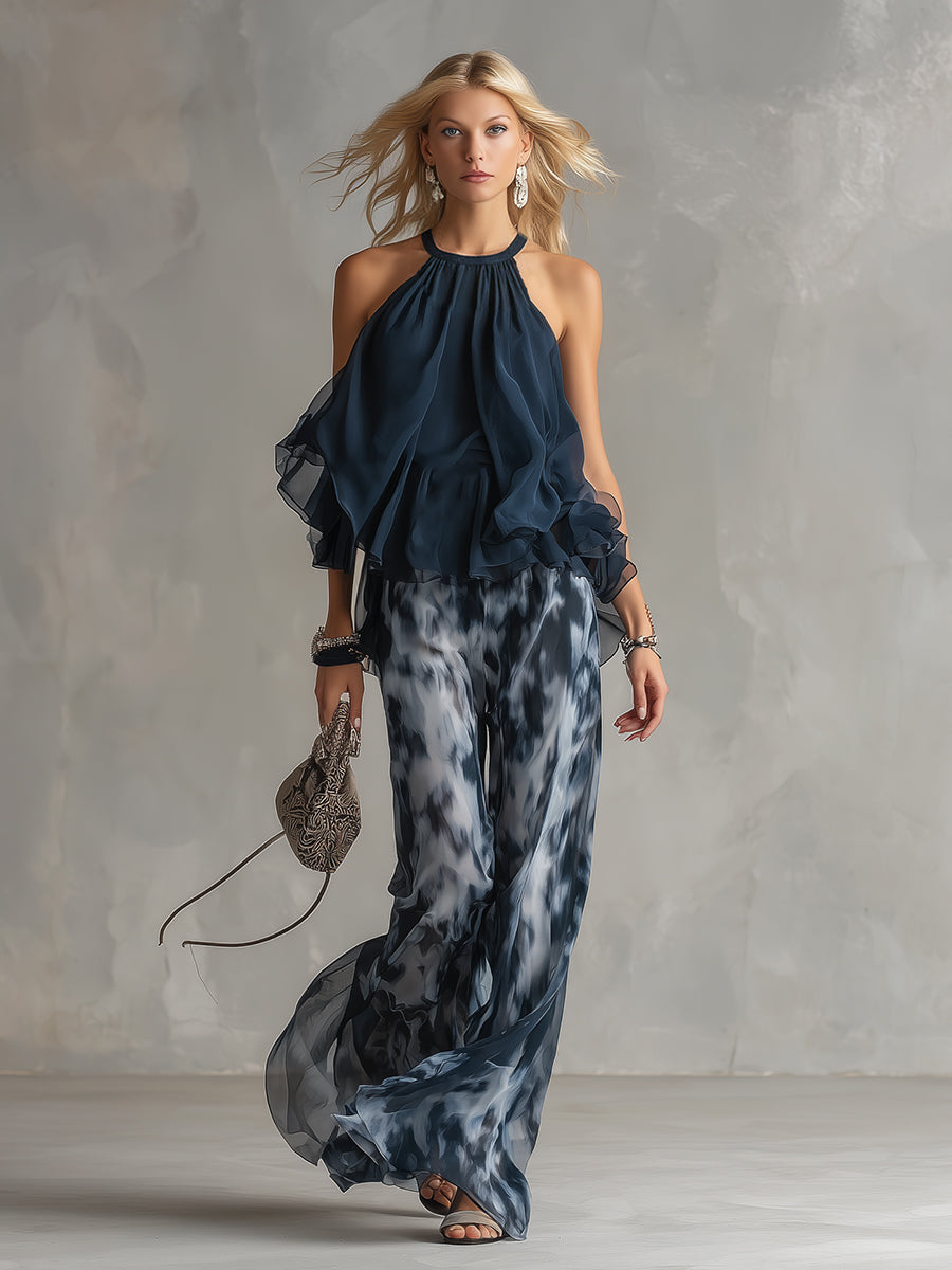 Élise | Ensemble élégant aérien avec top fluide et pantalon ample