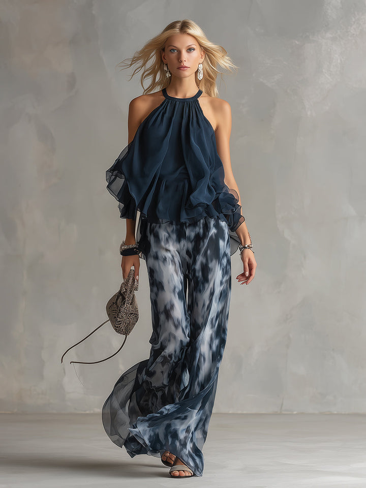 Élise | Ensemble élégant aérien avec top fluide et pantalon ample