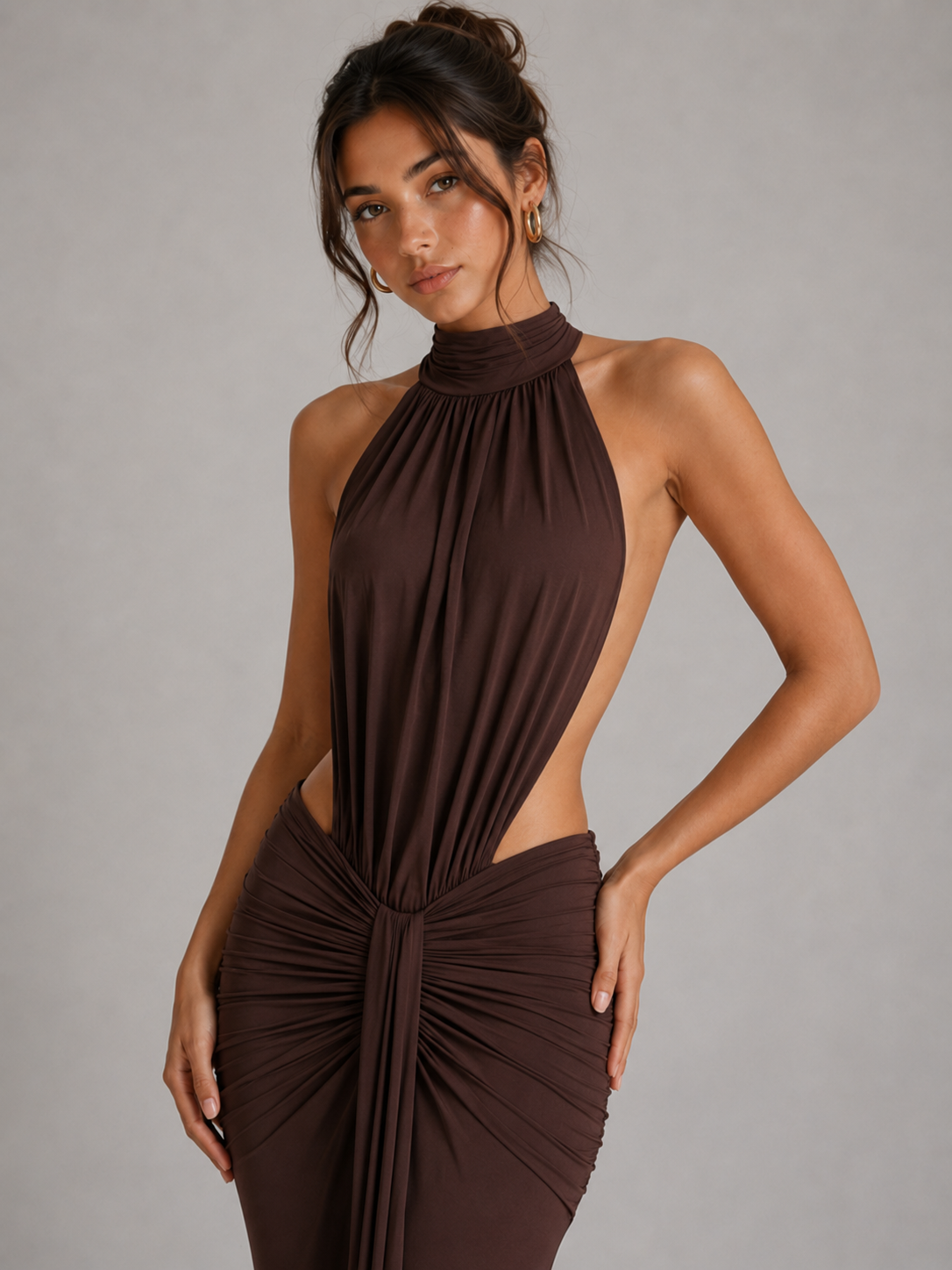 MAËLLE - ROBE LONGUE RUCHÉE DOS NU