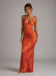 YOVA - ROBE LONGUE SCULPTANTE DOS NU ORANGE FLAMBOYANT