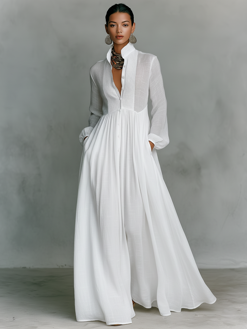 Amélie™ | Robe longue fluide en mélange de lin