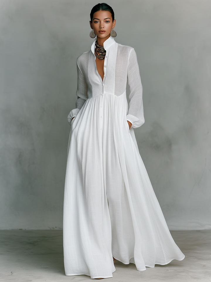 Amélie™ | Robe longue fluide en mélange de lin