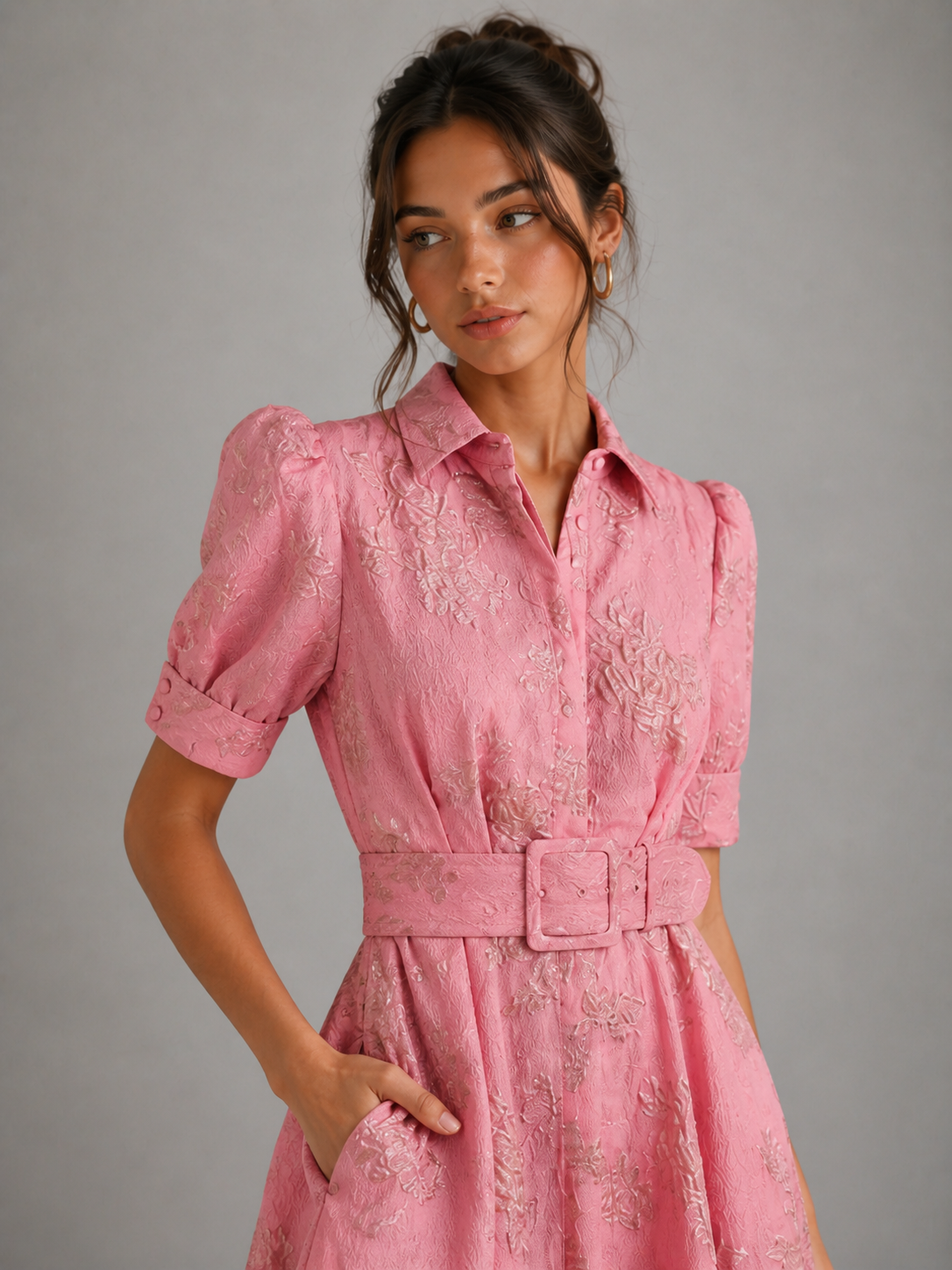 BEATRICE - ROBE LONGUE ROSE PRINCESSE AU CHARME FLORAL